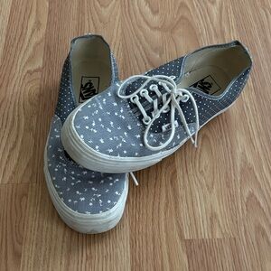 Vans Blue Polka A Dot Flowers Ankle Sneakers Lace Up Tie Laces